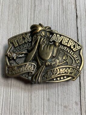 Vintage Tex Avery Belt Buckle “Charles A. Droopy” Cartoon Character